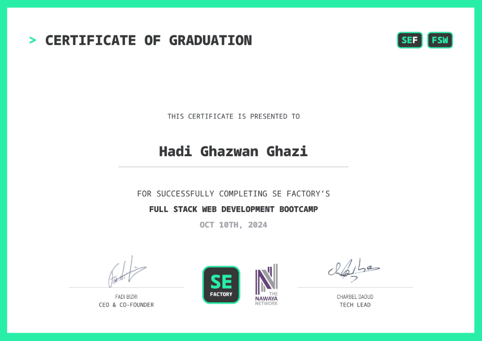 SE Factory - Full Stack Web Development Bootcamp